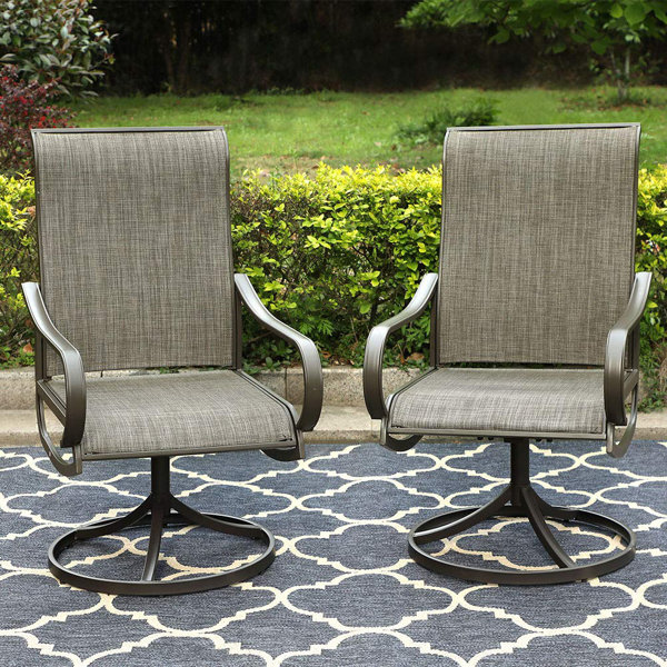 Unique Outdoor Swivel Rocking Chair (pair) Dark Brown With Stationary Base